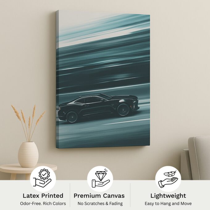 Midnight Racer Muscle Car Canvas – Modern Speed Art Print - Image 4