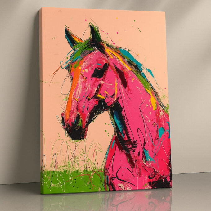 Neon Stallion Canvas Wall Art – Colorful Horse Abstract Painting