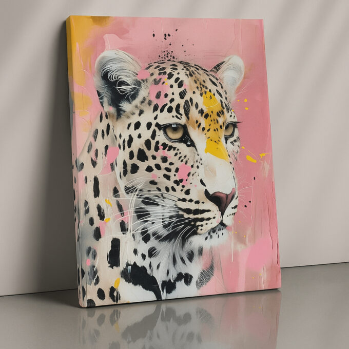 Pastel Predator Leopard Canvas Wall Art – Soft & Fierce Jungle Decor