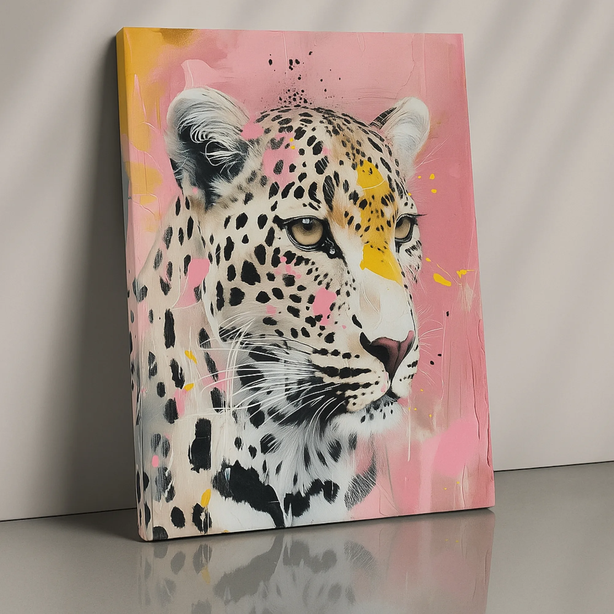 Pastel Predator leopard portrait canvas print by Artfy Canvas – wildlife canvas painting, wall paintings, artwork for wall décor
