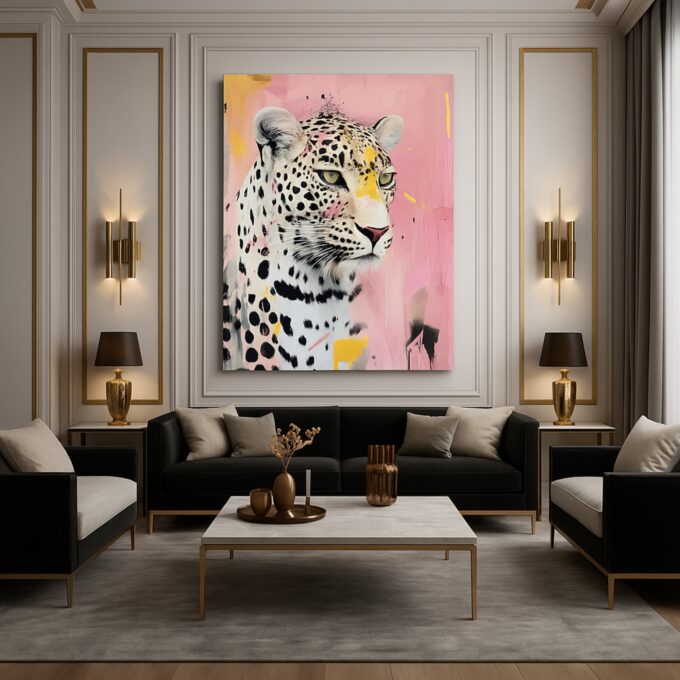 Pastel Predator Leopard Canvas Wall Art – Soft & Fierce Jungle Decor - Image 2