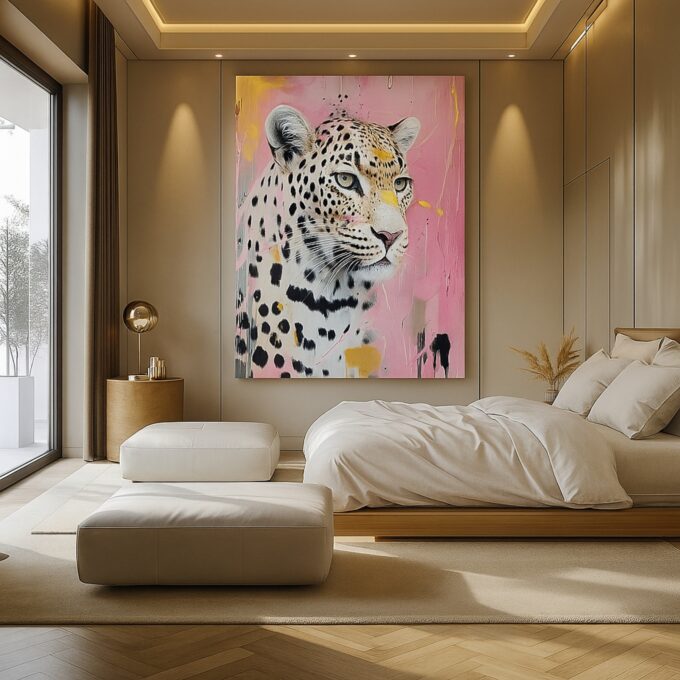 Pastel Predator Leopard Canvas Wall Art – Soft & Fierce Jungle Decor - Image 3