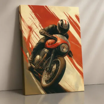 Velocity Rider retro motorcycle racing canvas print by Artfy Canvas – motorsport canvas painting, wall paintings, artwork for wall décor
