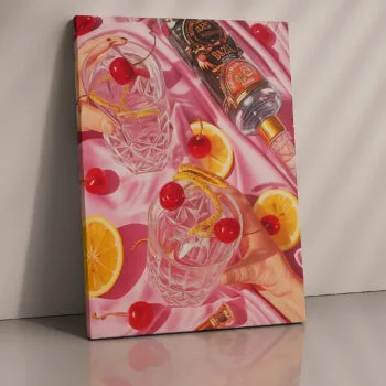 Cherry Citrus Splash cocktail canvas print by Artfy Canvas – bar wall canvas painting, wall paintings, artwork for wall décor