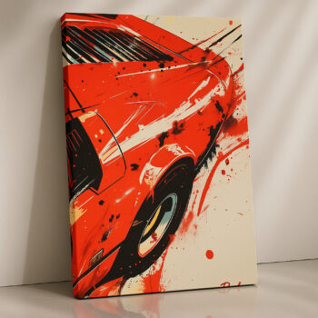 Vintage Red Speed Burst Car Art – Classic Canvas Wall Print