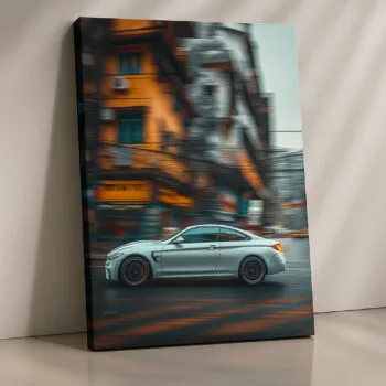 Urban BMW Motion Blur fast lane city canvas print by Artfy Canvas – automotive canvas painting, wall paintings, artwork for wall décor