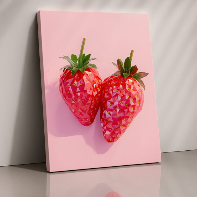 Gem Strawberries - Pink Modern Pop Canvas Art