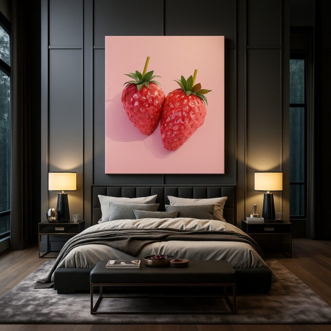 Gem Strawberries - Pink Modern Pop Canvas Art - Image 3