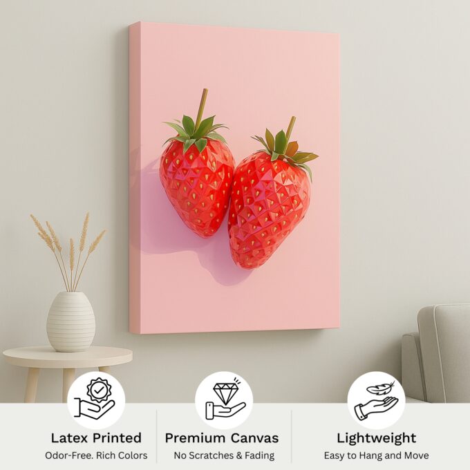Gem Strawberries - Pink Modern Pop Canvas Art - Image 4