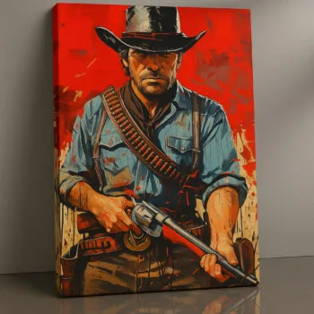 RDR red gunslinger western canvas print by Artfy Canvas – cowboy western canvas painting, wall paintings, artwork for wall décor