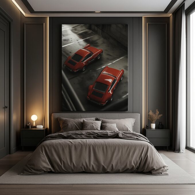 Double Red Legends - Classic Car Canvas Wall Art - Image 2