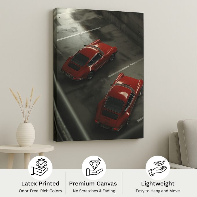Double Red Legends - Classic Car Canvas Wall Art - Image 4
