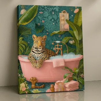 Jungle Royalty leopard surrealism canvas print by Artfy Canvas – wildlife surreal canvas painting, wall paintings, artwork for wall décor