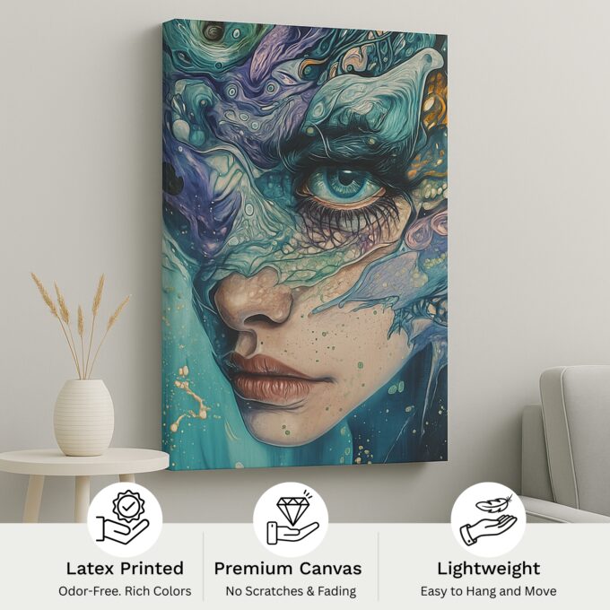 Ocean Within – Surreal Portrait Canvas Wall Art - Image 4