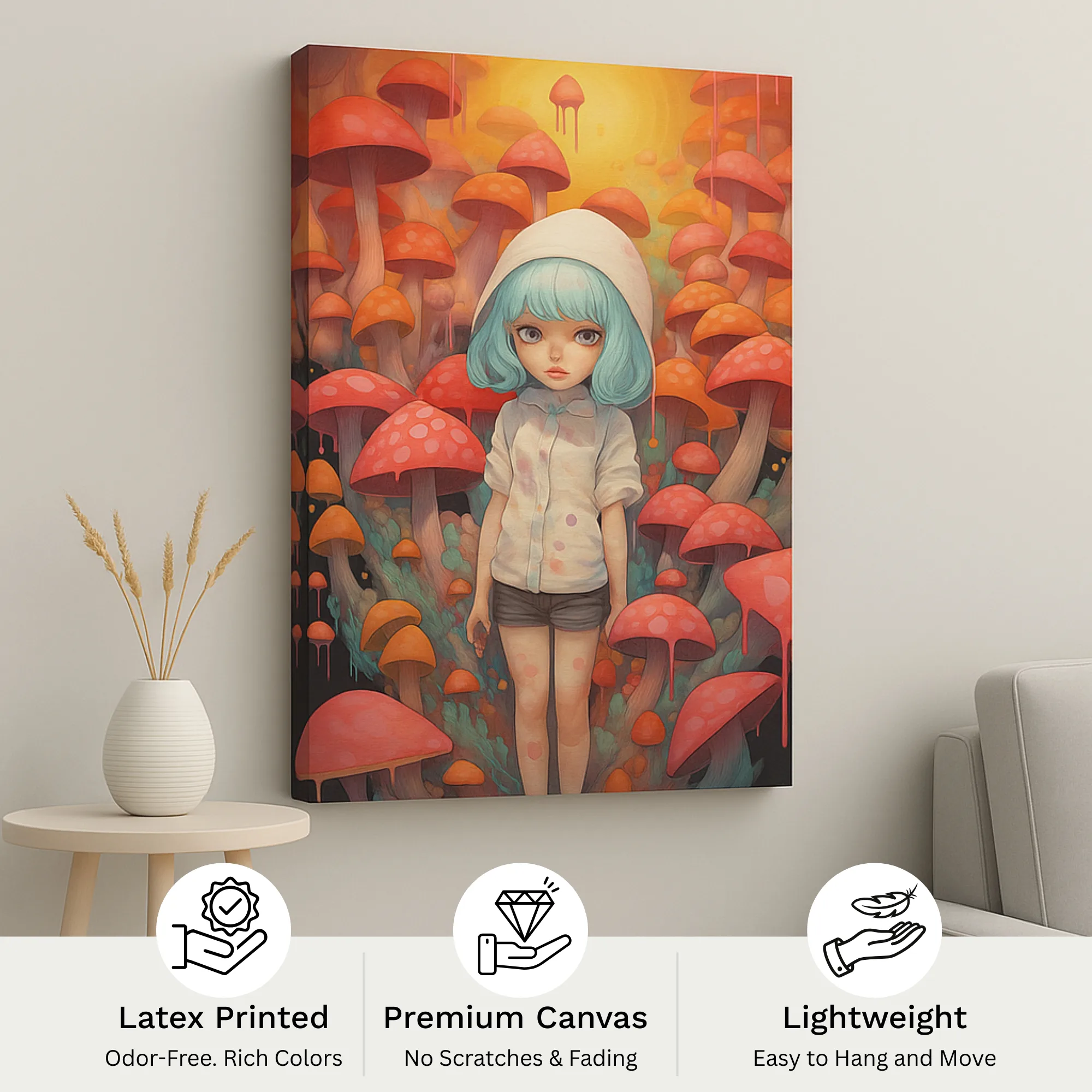 Canvas Print of Mushroom Girl – Surrealism Wall Art | Artfy - Image 4