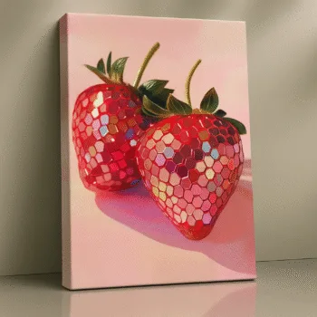 Strawberry Prism pop art surrealism canvas print by Artfy Canvas – modern canvas painting, wall paintings, artwork for wall décor