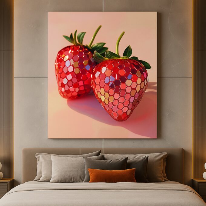Strawberry Prism – Modern Pop Art Canvas Wall Art - Image 2