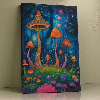 Mushroom Mirage psychedelic surreal canvas print by Artfy Canvas – trippy canvas painting, wall paintings, artwork for wall décor