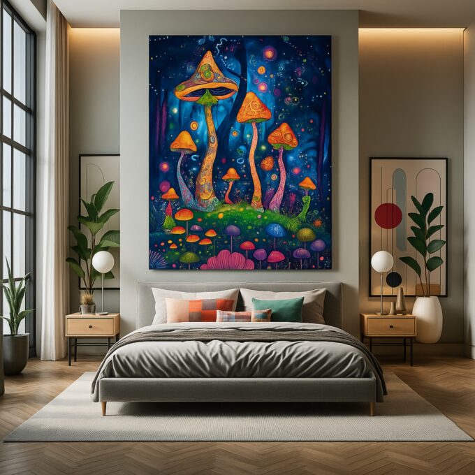 Mushroom Mirage – Psychedelic Forest Canvas Wall Art - Image 3