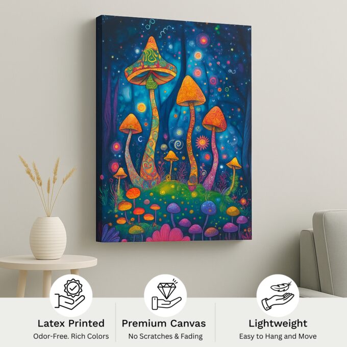 Mushroom Mirage – Psychedelic Forest Canvas Wall Art - Image 4