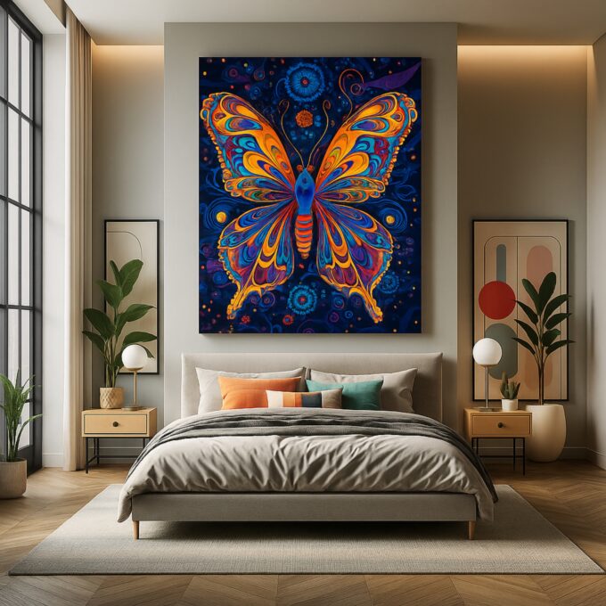 Cosmic Wings – Vibrant Butterfly Canvas Wall Art - Image 3
