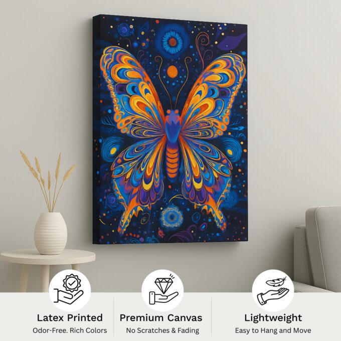 Cosmic Wings – Vibrant Butterfly Canvas Wall Art - Image 4
