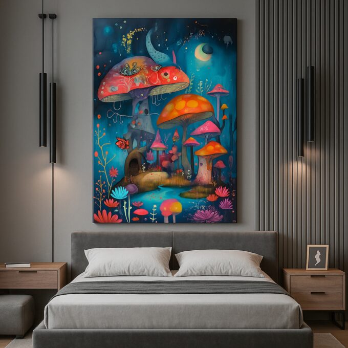 Mushroom Hollow – Enchanted Forest Canvas Wall Art - Image 2