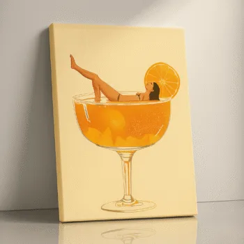 Citrus Soak cocktail surrealism canvas print by Artfy Canvas – abstract modern canvas painting, wall paintings, artwork for wall décor