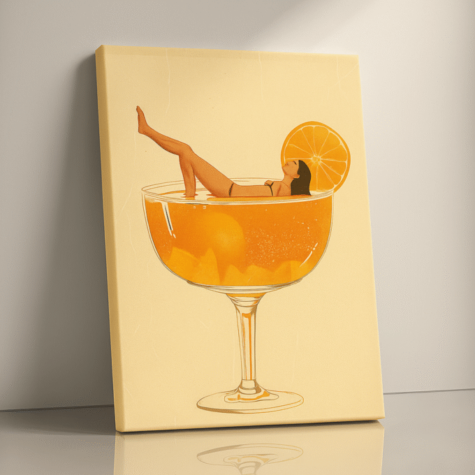 Citrus Soak – Minimalist Cocktail Canvas Wall Art