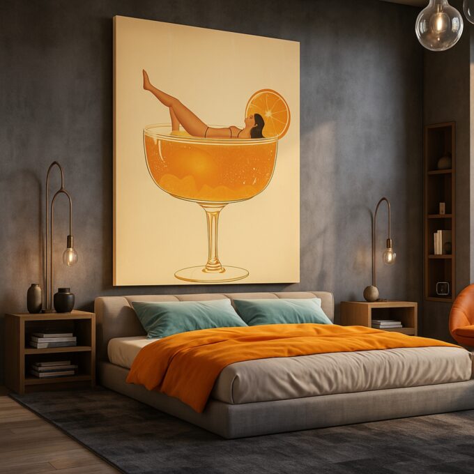 Citrus Soak – Minimalist Cocktail Canvas Wall Art - Image 2