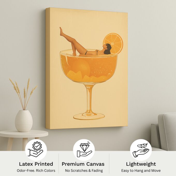 Citrus Soak – Minimalist Cocktail Canvas Wall Art - Image 4
