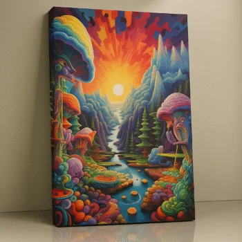 Aurora Grove psychedelic surrealism canvas print by Artfy Canvas – trippy canvas painting, wall paintings, artwork for wall décor