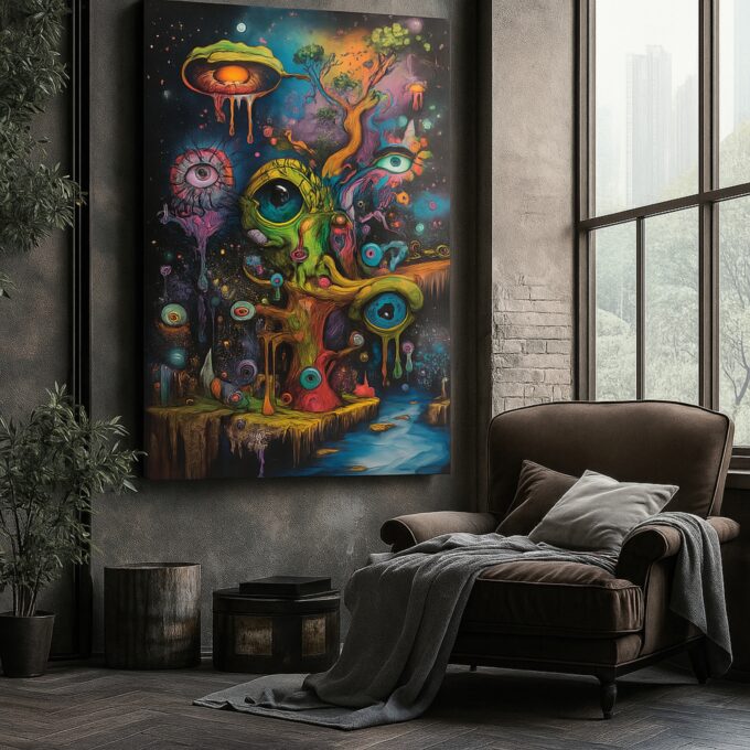 Eyes of the Multiverse – Surreal Cosmic Canvas Wall Art - Image 2