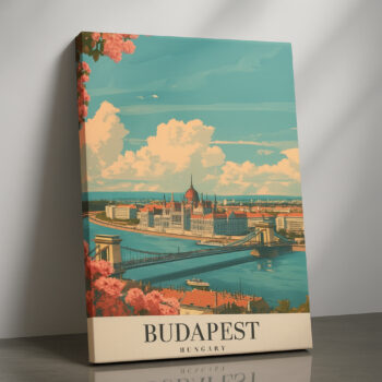 Budapest Hungary Canvas Wall Art – Danube River Cityscape Print for Elegant European Interiors
