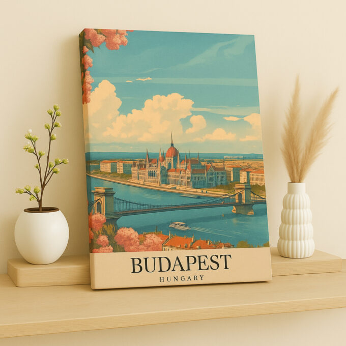 Budapest Hungary Canvas Wall Art – Danube River Cityscape Print for Elegant European Interiors - Image 2