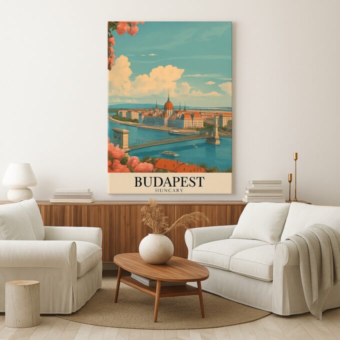Budapest Hungary Canvas Wall Art – Danube River Cityscape Print for Elegant European Interiors - Image 3