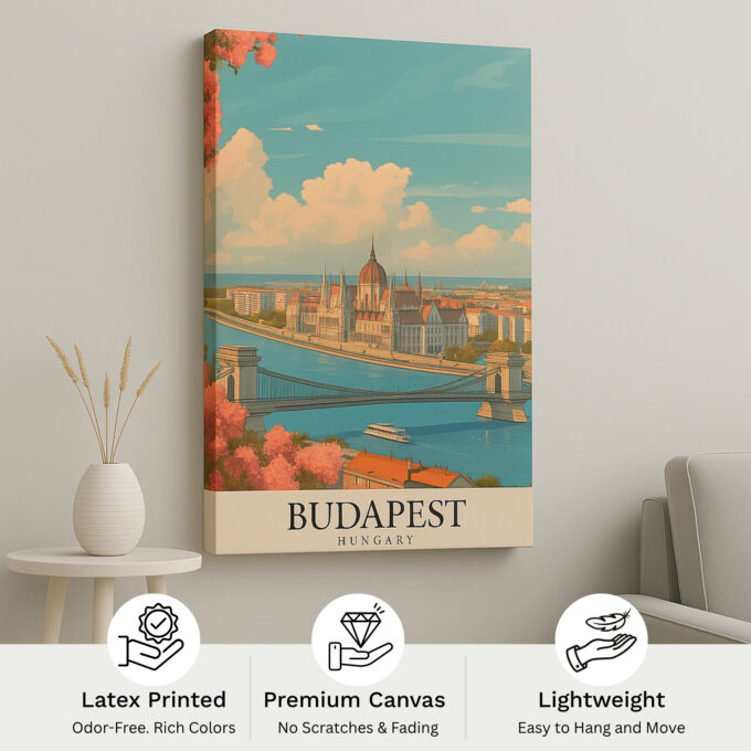 Budapest Hungary Canvas Wall Art – Danube River Cityscape Print for Elegant European Interiors - Image 4