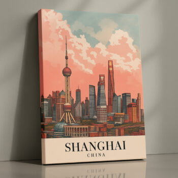 Shanghai China Canvas Wall Art – Modern Skyline Print with Oriental Pearl Tower View