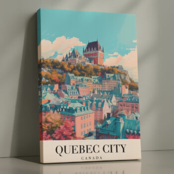 Quebec City Canada Canvas Wall Art – Château Frontenac Skyline Print