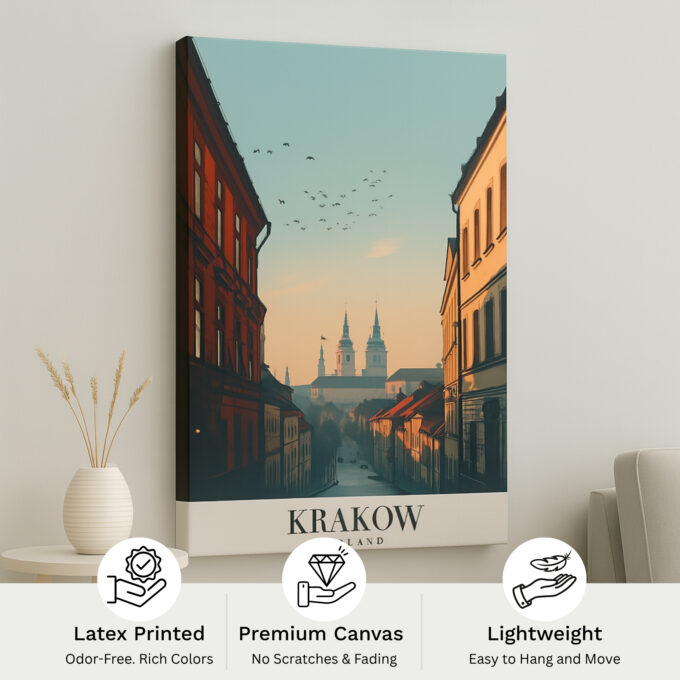 Krakow Poland Canvas Wall Art – Old Town Historic Skyline Print - Image 4