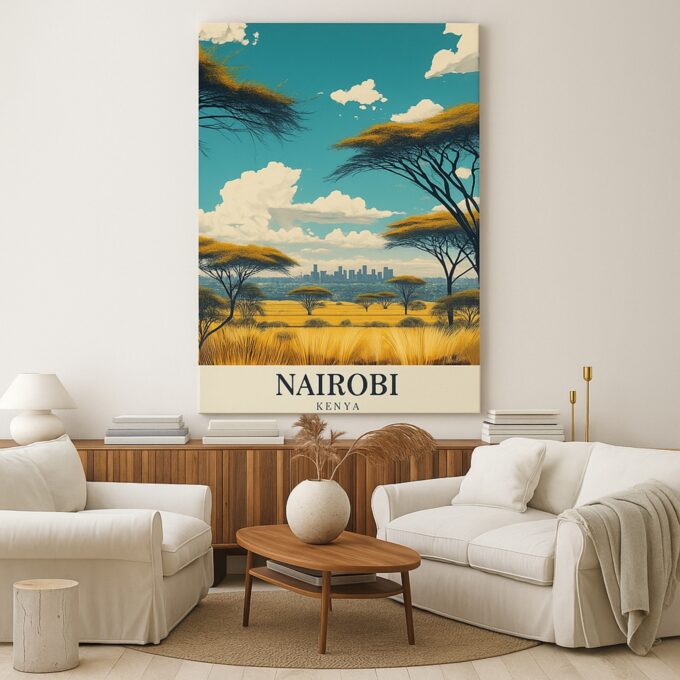 Nairobi Kenya Canvas Wall Art – African Savannah Skyline Cityscape Print - Image 3