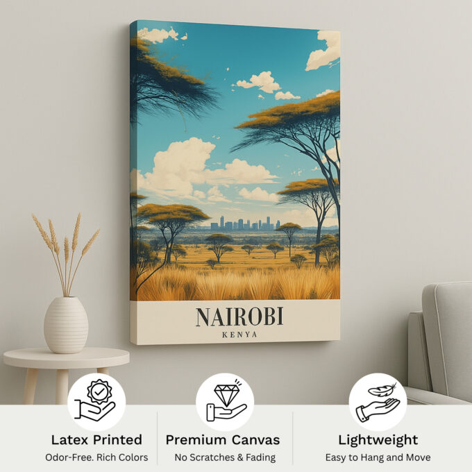 Nairobi Kenya Canvas Wall Art – African Savannah Skyline Cityscape Print - Image 4