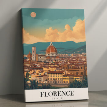 Florence Italy Canvas Wall Art – Duomo Cathedral Sunset Cityscape Print