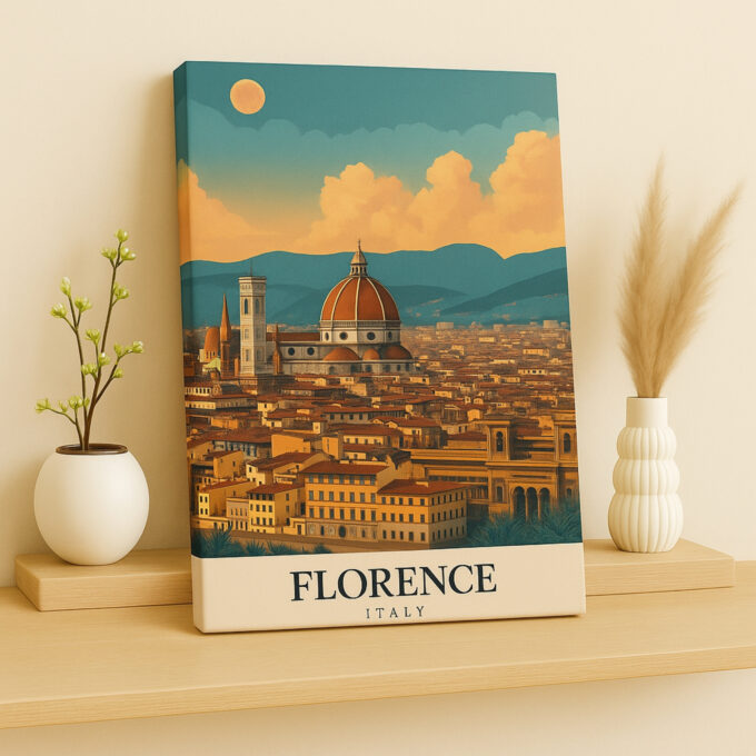 Florence Italy Canvas Wall Art – Duomo Cathedral Sunset Cityscape Print - Image 2