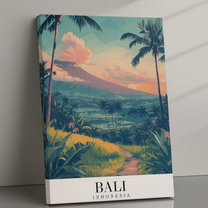 Bali Indonesia Tropical Landscape Canvas Art – Nature-Inspired Wall Decor for Home, Bedroom, or Travel Lovers