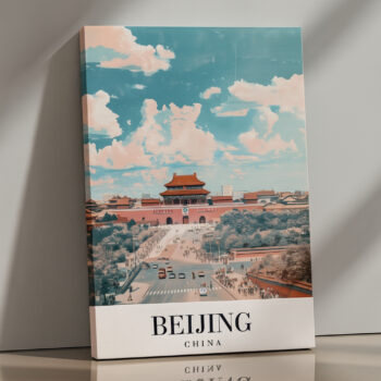 Beijing China Canvas Wall Art – Historic Landmark Cityscape Print – Asian Architecture Home Decor