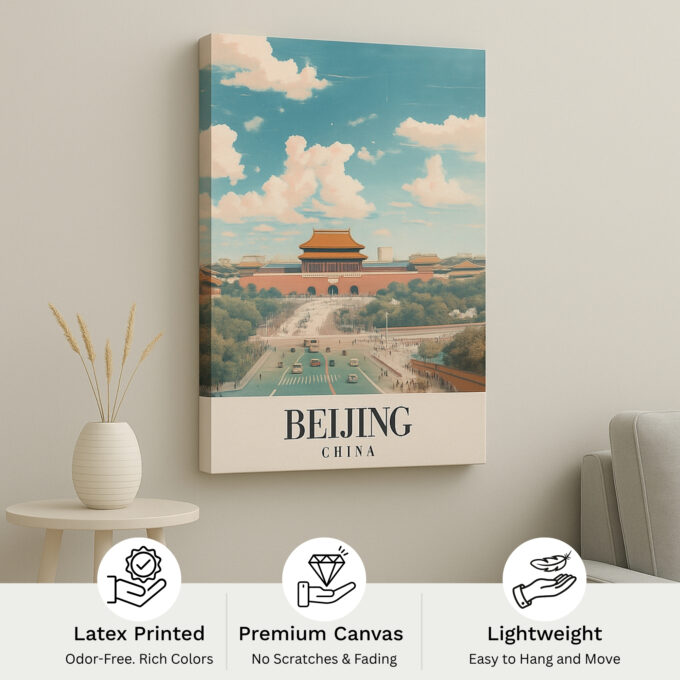Beijing China Canvas Wall Art – Historic Landmark Cityscape Print – Asian Architecture Home Decor - Image 4