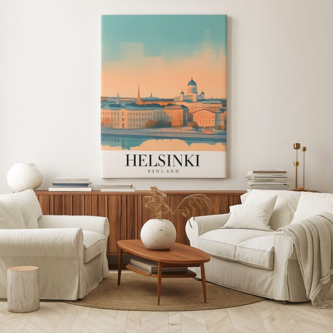 Helsinki Finland Canvas Wall Art – Scandinavian Cityscape Print – Nordic Home Decor for Modern Interiors - Image 3