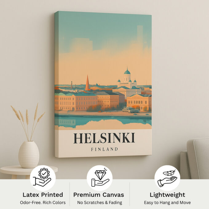 Helsinki Finland Canvas Wall Art – Scandinavian Cityscape Print – Nordic Home Decor for Modern Interiors - Image 4