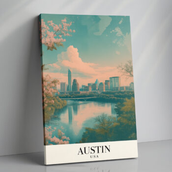 Austin Texas Canvas Wall Art – Sunset Cityscape Print – USA Skyline Wall Decor for Modern Spaces